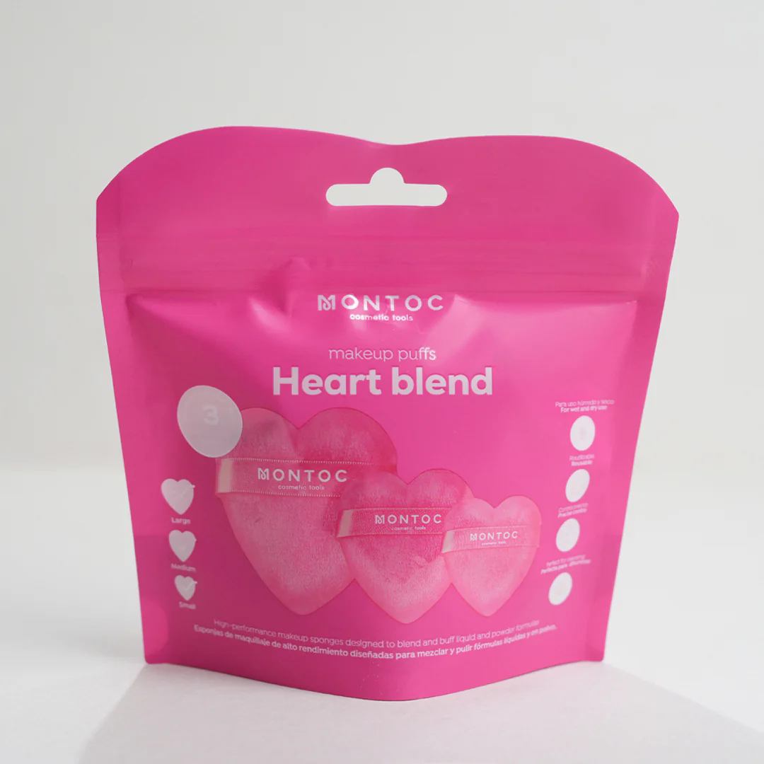 Borlas_triangulo_rosa Set de Borlas Corazón para Maquillaje X3 Montoc - Imagen 1